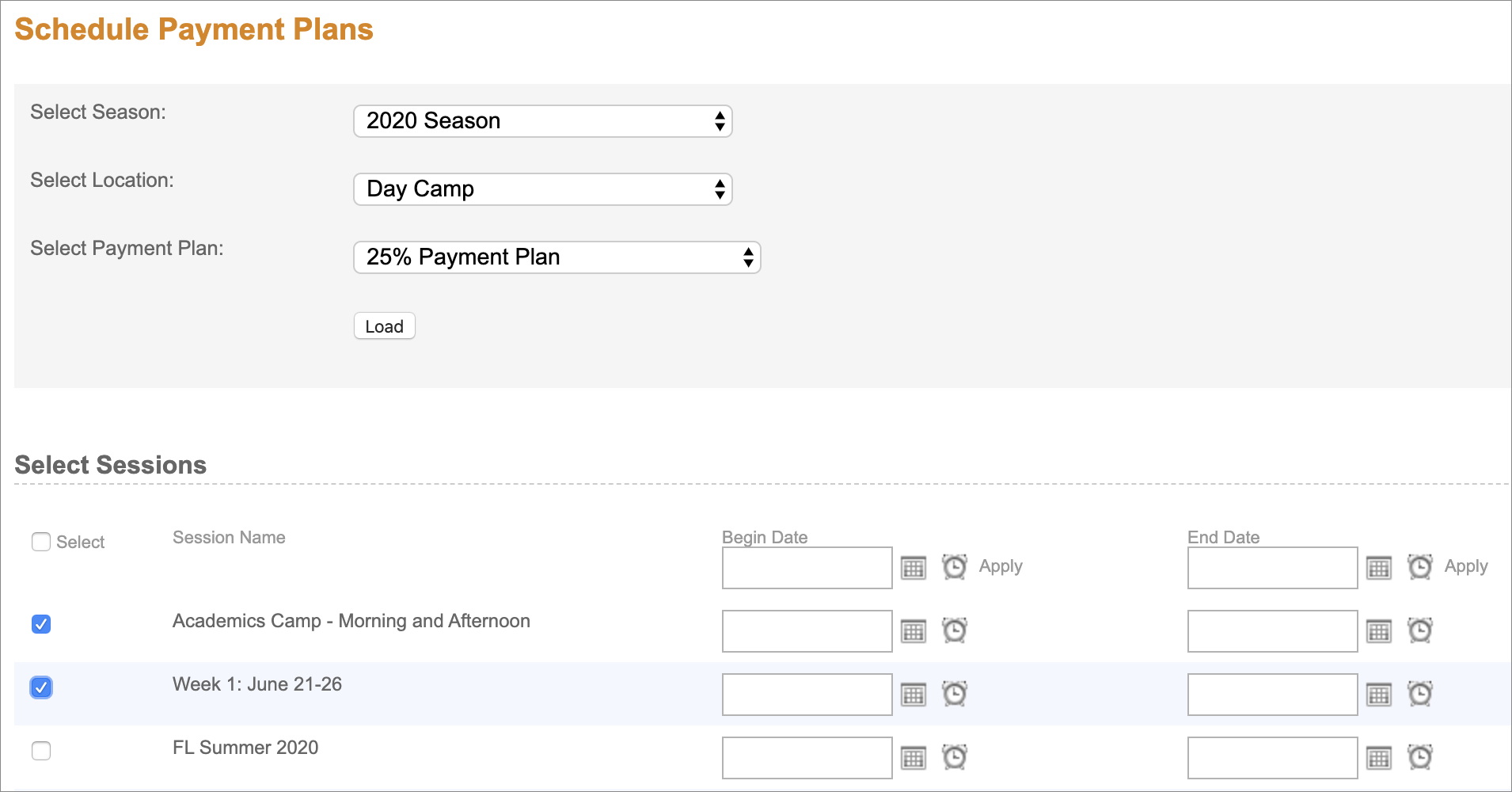 Payment Plans UltraCamp